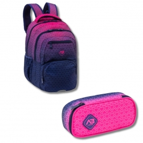 Zestaw szkolny plecak i piórnik bez wyposażenia. Astra Hexagon - Pink Ombre