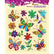 Naklejki dekoracyjne, 12 szt. - motyle, kwiaty (337489)