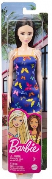 Lalka Barbie Szykowna Brunetka w niebieskiej sukience w motylki (T7439/HBV06)