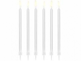 Świeczki urodzinowe gładkie biały 14cm 12szt