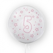 Balon Tuban 45cm cyfra 5 - Gwiazdki, różowy (TB 3688)
