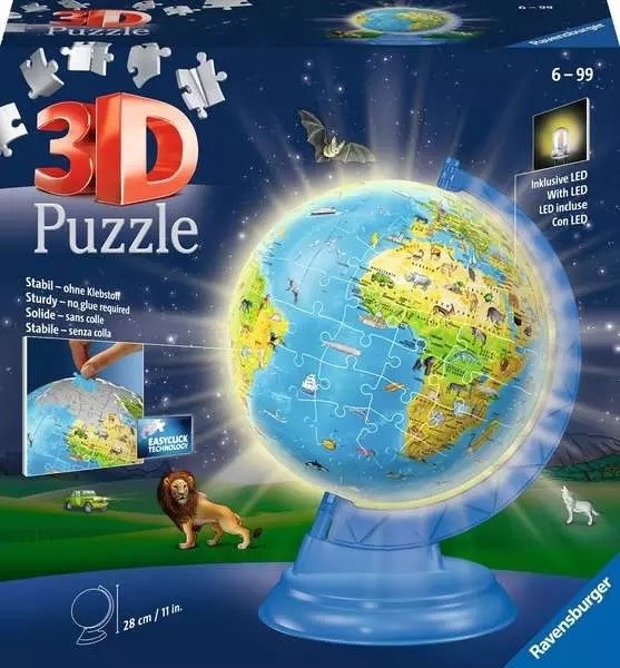 Puzzle 188 elementów 3D Globus podświetlany (11288)