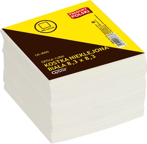 Kostka biurowa biała nieklejona 8.3x8.3x400 kartek