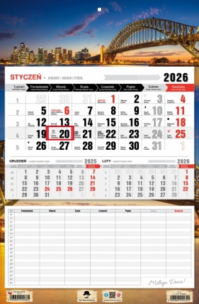 Kalendarz trójdzielny-jednodzielny z planem zajęć, 1 szt.