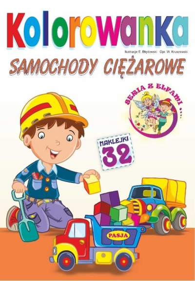 Kolorowanka. Samochody ciężarowe z naklejkami