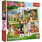 Trefl, Puzzle 4w1: Masza w lesie (34388)