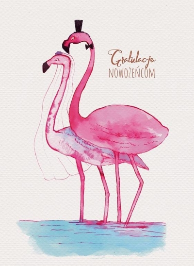 Karnet B6 Ślub - Flamingi