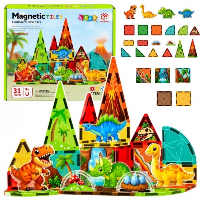 Klocki magnetyczne konstrukcyjne Dinozaury wulkan