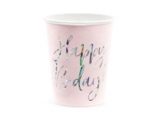 Kubeczki Happy B'day! pudrowy róż 220ml 6szt