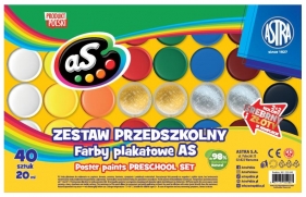 Zestaw przedszkolny - Farby plakatowe AS, 40 szt.×20 ml (2 złote, 2 srebrne)