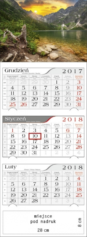 Kalendarz trójdzielny Pod Rysami 2018 - GM-917-T11-BIAŁY