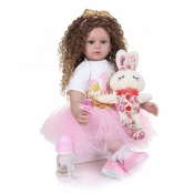 Realistyczna lalka z loczkami – Dziewczynka, 56 cm (128887)