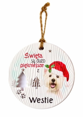 Zawieszka ceramiczna Boże Narodzenie Westie