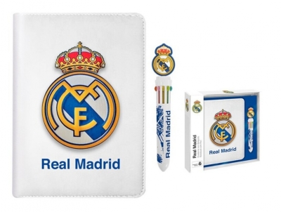 Zestaw notatnik z 10 kolorowym długopisem Real Madryt