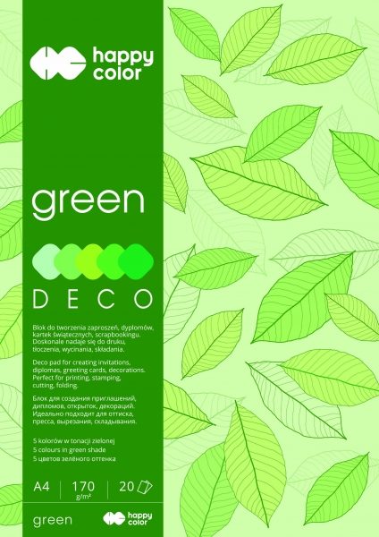 Blok Happy Color Deco Green, A4, 20 arkuszy (HA 3717 2030-052)