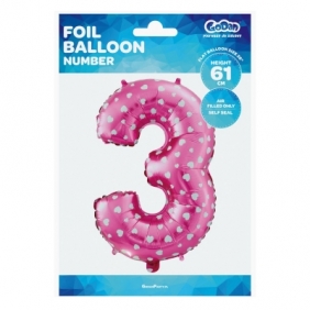 Balon foliowy Godan różowy cyfra 3 26 cali 26cal (hs-c26r3)