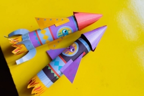 Janod, Zestaw kreatywny - Papierowe rakiety z wyrzutnią (J07988)