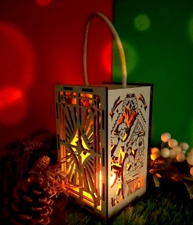 Lampion adwentowy drewniany - Stajenka LED (224050)