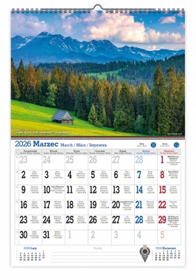 Kalendarz 2026 ścienny jednostronny A3 - Tatry, że hej!