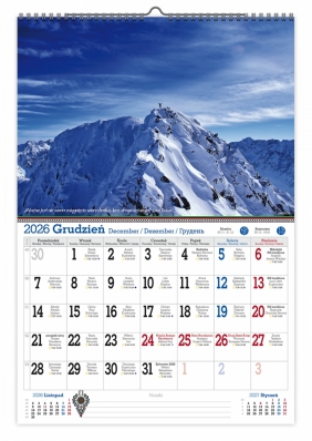 Kalendarz 2026 ścienny jednostronny A3 - Tatry, że hej!