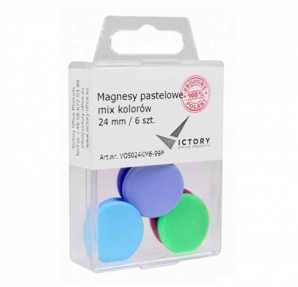 Magnesy pastelowe mix kolorów 24mm - 6 szt. (VO5024KM6-99P)