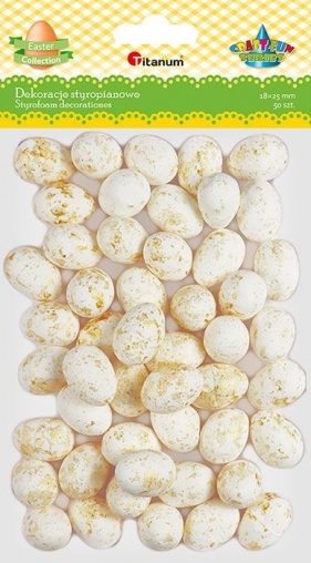 Jajka styropianowe Titanum biało-złote - 50 szt