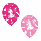 Balony lateksowe z cyfrą 1 27,5 cm 6 sztuk (INT995654)