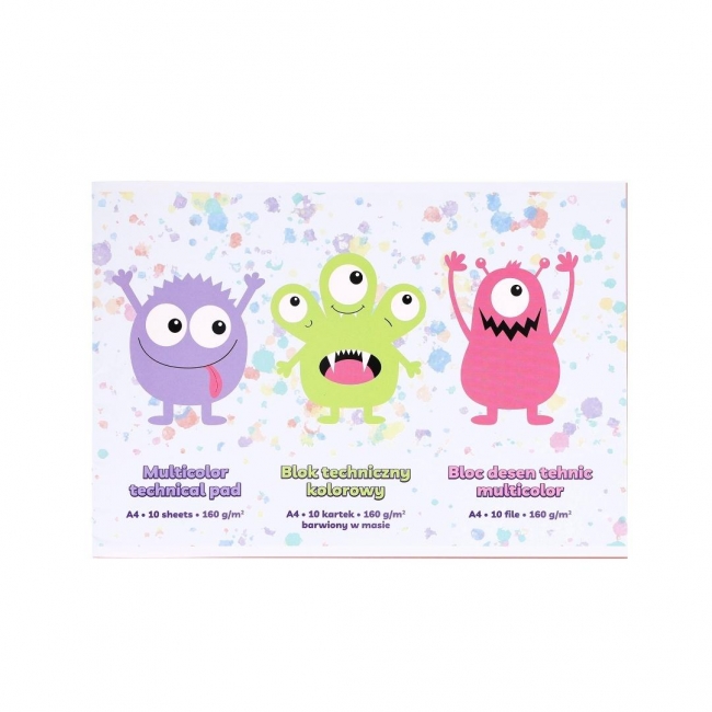 Blok techniczny barwiony A4/10K 160g Monsterki