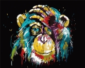Malowanie po numerach - Szympans kolorowy 40x50cm