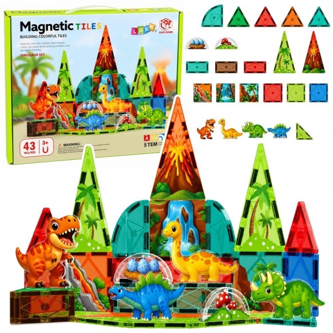 Klocki magnetyczne konstrukcyjne Dinozaury wulkan