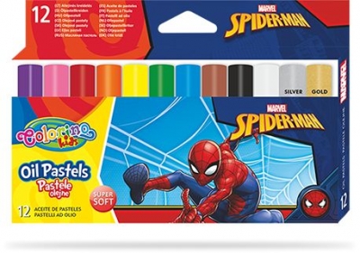 <img src='https://webimage.pl/pics/895/1/d5907620191895.jpg' style='height:440px' /> Pastele olejne trójkątne Colorino Kids Spiderman 12 kolorów