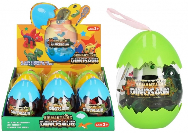 Dinozaur w jajku do skręcania 13cm MIX