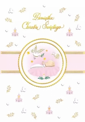 Karnet A4 chrzest Różowy