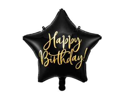 Balon foliowy Happy Birthday 40cm czarny