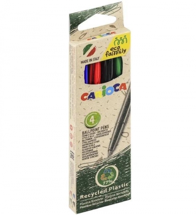 Długopisy EcoFamily 4 kolory CARIOCA