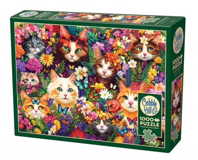 Puzzle 1000 Koty wśród kwiatów 113050