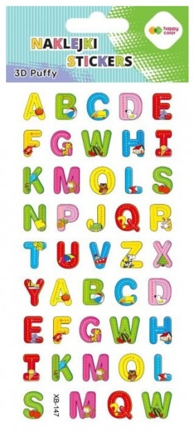 Naklejki 3D Puffy - Animal Letters, 9.5 cm x 22 cm, Happy Color