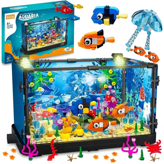 <img src='https://webimage.pl/pics/897/8/d5901353688028.jpg' style='height:440px' /> Klocki akwarium z rybami światło 725el