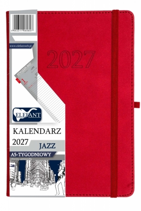 Kalendarz 2027 A5 tygodniowy Jazz - czerwony