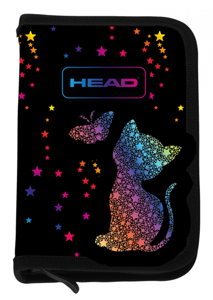 Piórnik pojedynczy dwuklapkowy bez wyposażenia HEAD Golden Effect - Rainbow Kitty, AC1