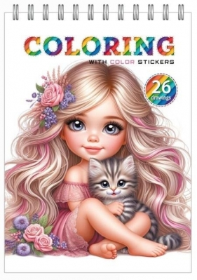 Kolorowanka 148x210 z naklejkami 12 stron Dziewcz