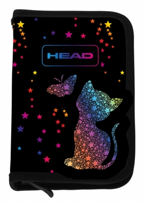 Piórnik pojedynczy dwuklapkowy bez wyposażenia HEAD Golden Effect - Rainbow Kitty, AC1