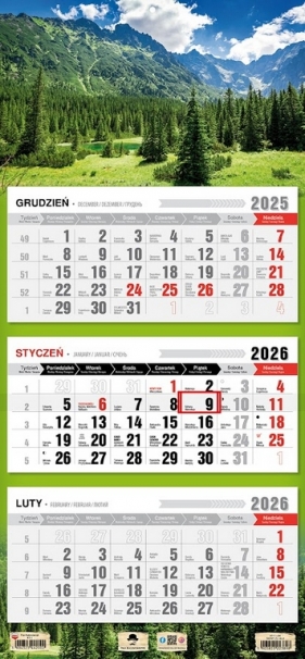 Kalendarz 2026 trójdzielny płaska główka - Tatry