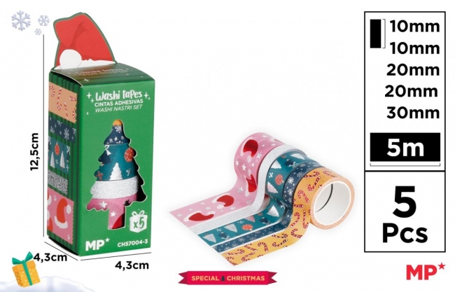 <img src='https://webimage.pl/pics/898/4/d8435721034898.jpg' style='height:440px' /> Taśmy dekoracyjne świąteczne washi 5szt