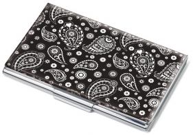 Etui na wizytówki TROIKA PAISLEY CLASSIC - chromowany metal z designerskim wzorem, na 11 wizytówek