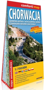 Chorwacja Słowenia, Bośnia i Hercegowina, Serbia, Czarnogóra, Kosowo, Macedonia laminowana mapa samochodowa