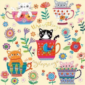 Karnet KW Urodziny - Kotki w kwiatkach