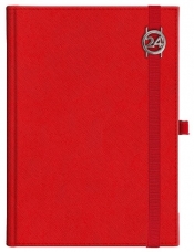 Kalendarz 2024 B5 tygodniowy z notesem Cross z gumką z ażurową data czerwony