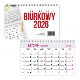 Kalendarz Biurkowy poprzeczny miesięczny 2026