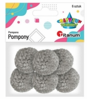 Pompony włóczkowe, 6 szt. 3cm - szary jasny